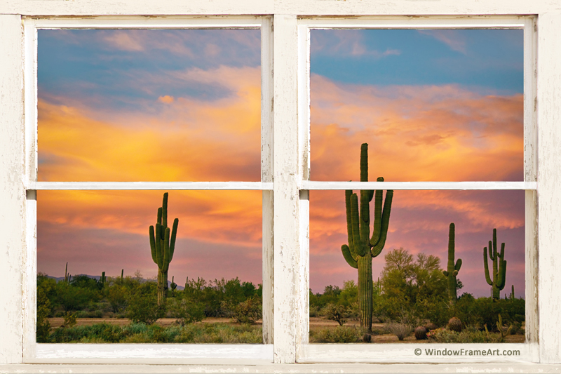 Colorful Southwest Desert Rustic Window View