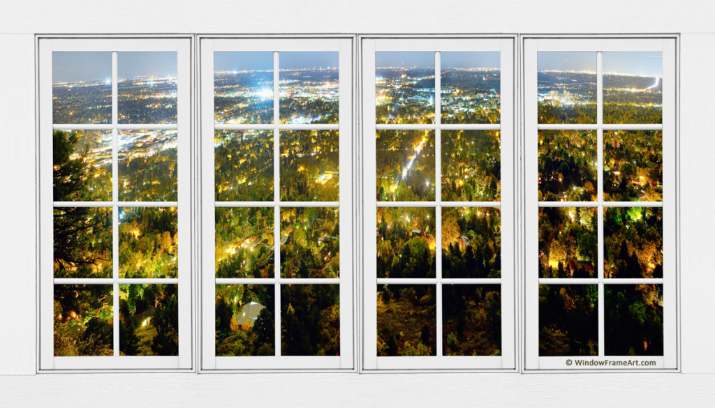 City Lights White Window Frame View